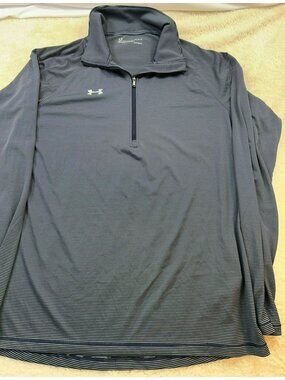Under Armour Mens HeatGear Navy/White Striped 1/4 Zip Pullover Size Large